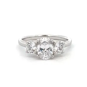 1 3/4 ctw three-stone oval diamond engagement ring