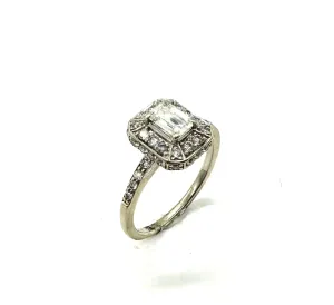 1 CTW Emerald Cut Diamond Halo Ring