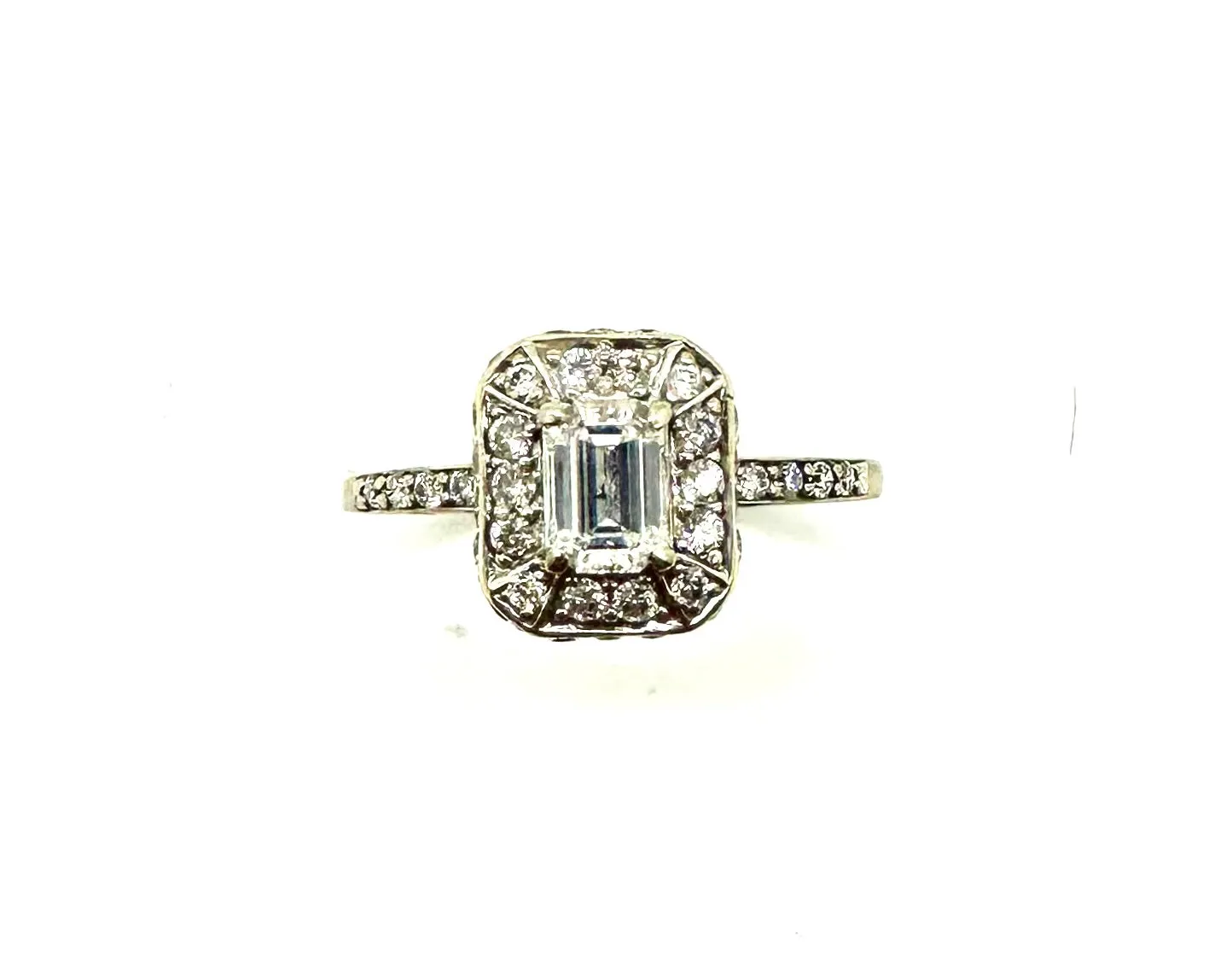 1 CTW Emerald Cut Diamond Halo Ring