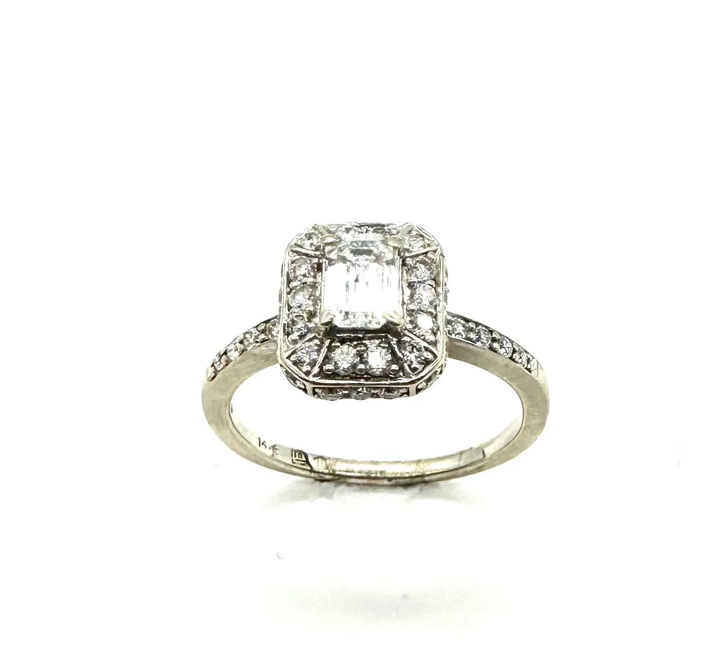 1 CTW Emerald Cut Diamond Halo Ring