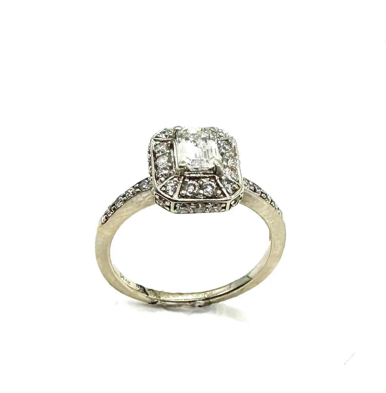 1 CTW Emerald Cut Diamond Halo Ring