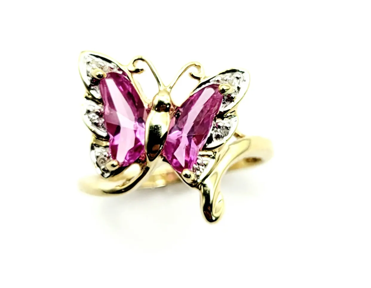 10 kt Yellow gold DCPs Pink Butterfly Ring