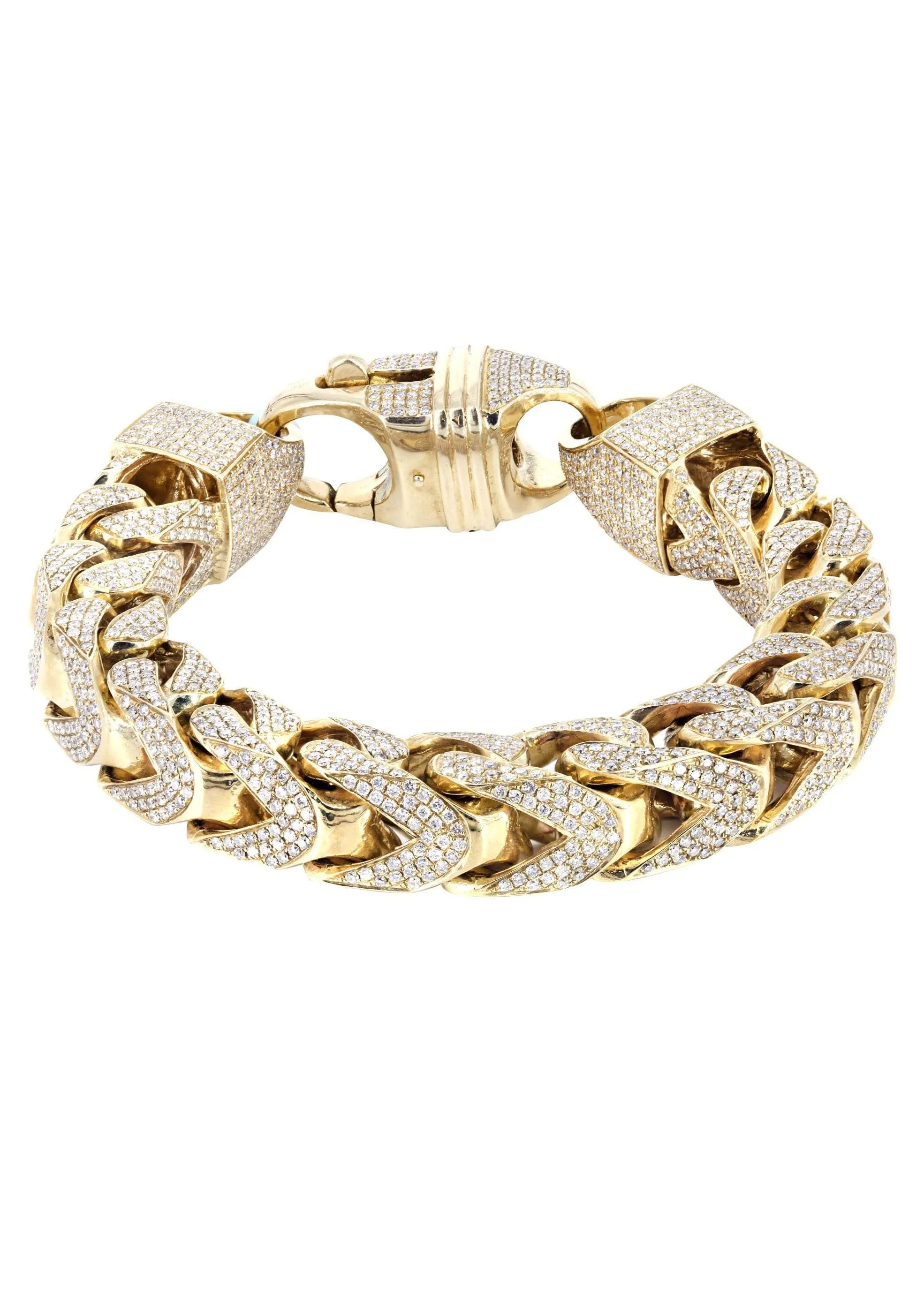 10K Diamond Franco Bracelet | 28.8 Carats | 14 mm Width