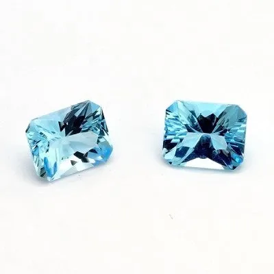 10x8mm Sky Blue Topaz Concave Emerald Cuts