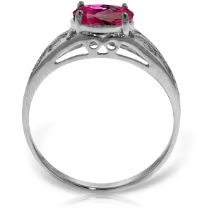 1.15 Carat 14K Solid White Gold Filigree Ring Natural Pink Topaz