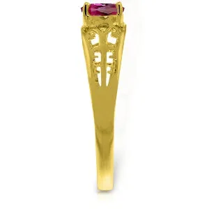 1.15 Carat 14K Solid Yellow Gold Filigree Ring Natural Pink Topaz