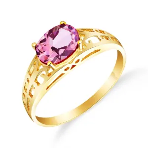 1.15 Carat 14K Solid Yellow Gold Filigree Ring Natural Pink Topaz