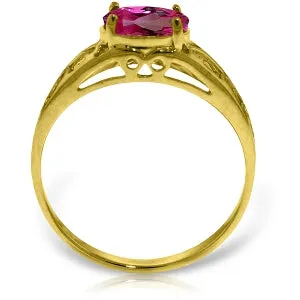 1.15 Carat 14K Solid Yellow Gold Filigree Ring Natural Pink Topaz