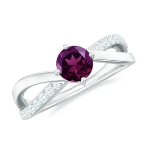 1/2 CT Rhodolite Solitaire and Diamond Infinity Ring