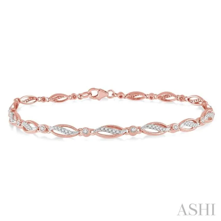 1/3 ctw Round Cut Diamond Marquise Fashion Bracelet in 10K Rose Gold