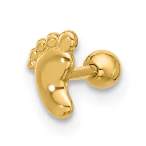 14k 18 Gauge Polished Footprint Cartilage Stud