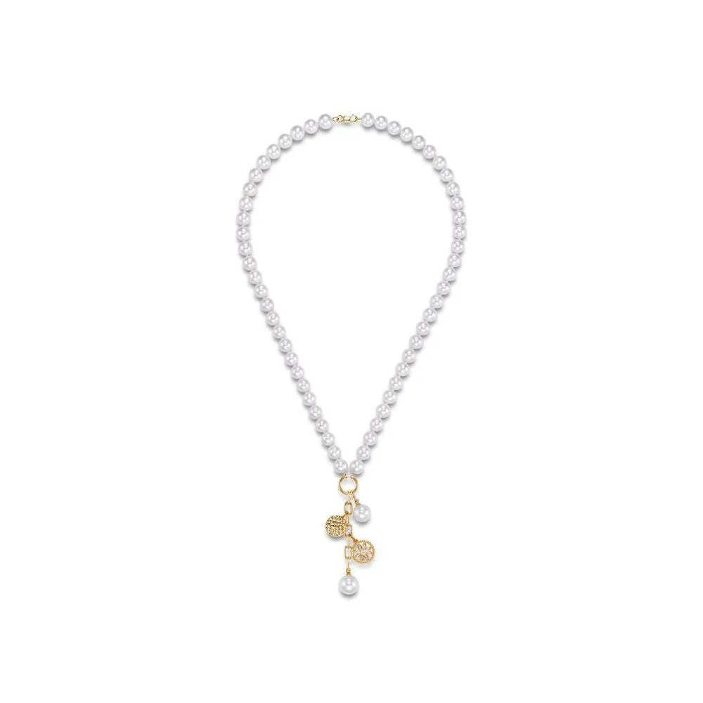 14k Flower Garden Pearl Charm Necklace