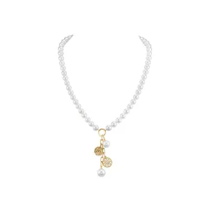 14k Flower Garden Pearl Charm Necklace