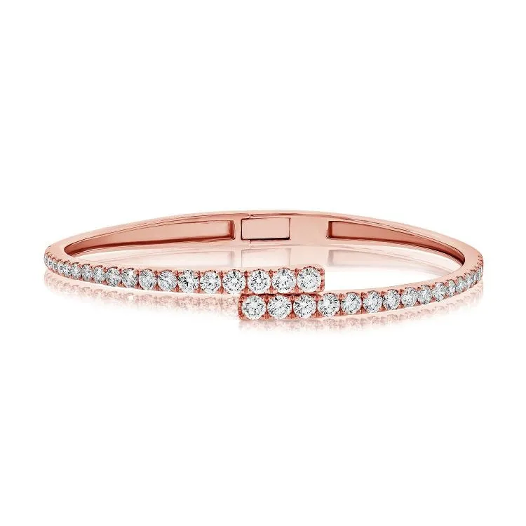 14k Gold 2.78Ct Graduated Diamond Bangle Bracelet with 36 diamonds, available in White, Rose and Yellow Gold