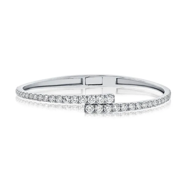 14k Gold 2.78Ct Graduated Diamond Bangle Bracelet with 36 diamonds, available in White, Rose and Yellow Gold