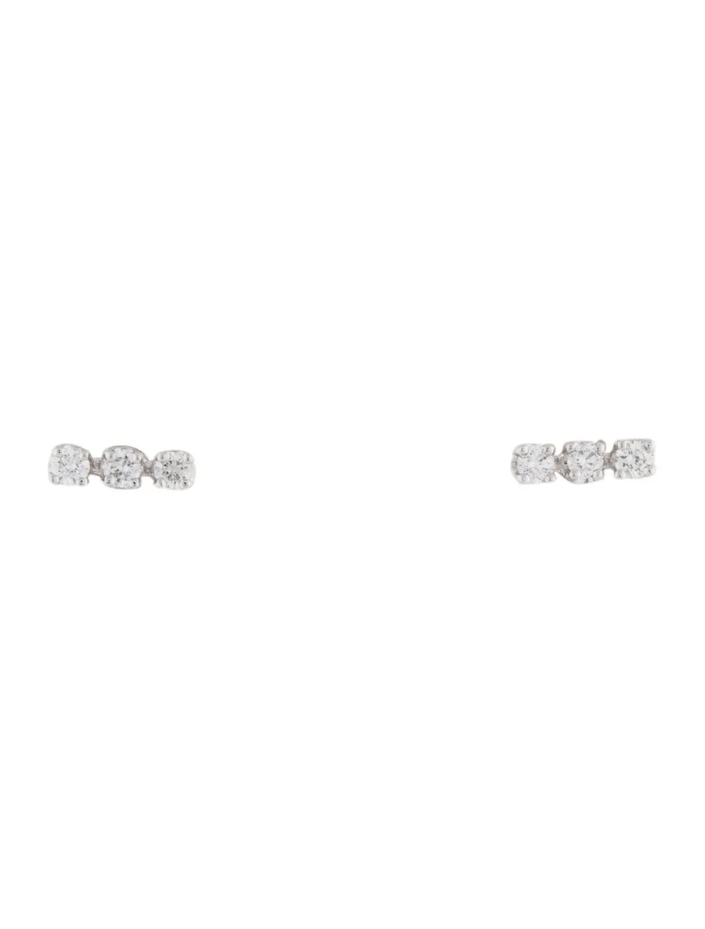 14k Gold & Diamond Bar Stud Earrings - 0.13ct