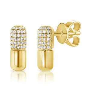 14K Gold & Diamond Pill Stud Earrings - 0.27ct