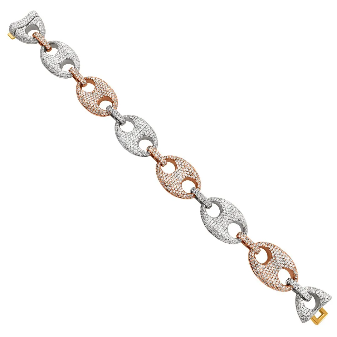 14K Gold Diamond Gucci Puff Link Bracelet 12 cwt.