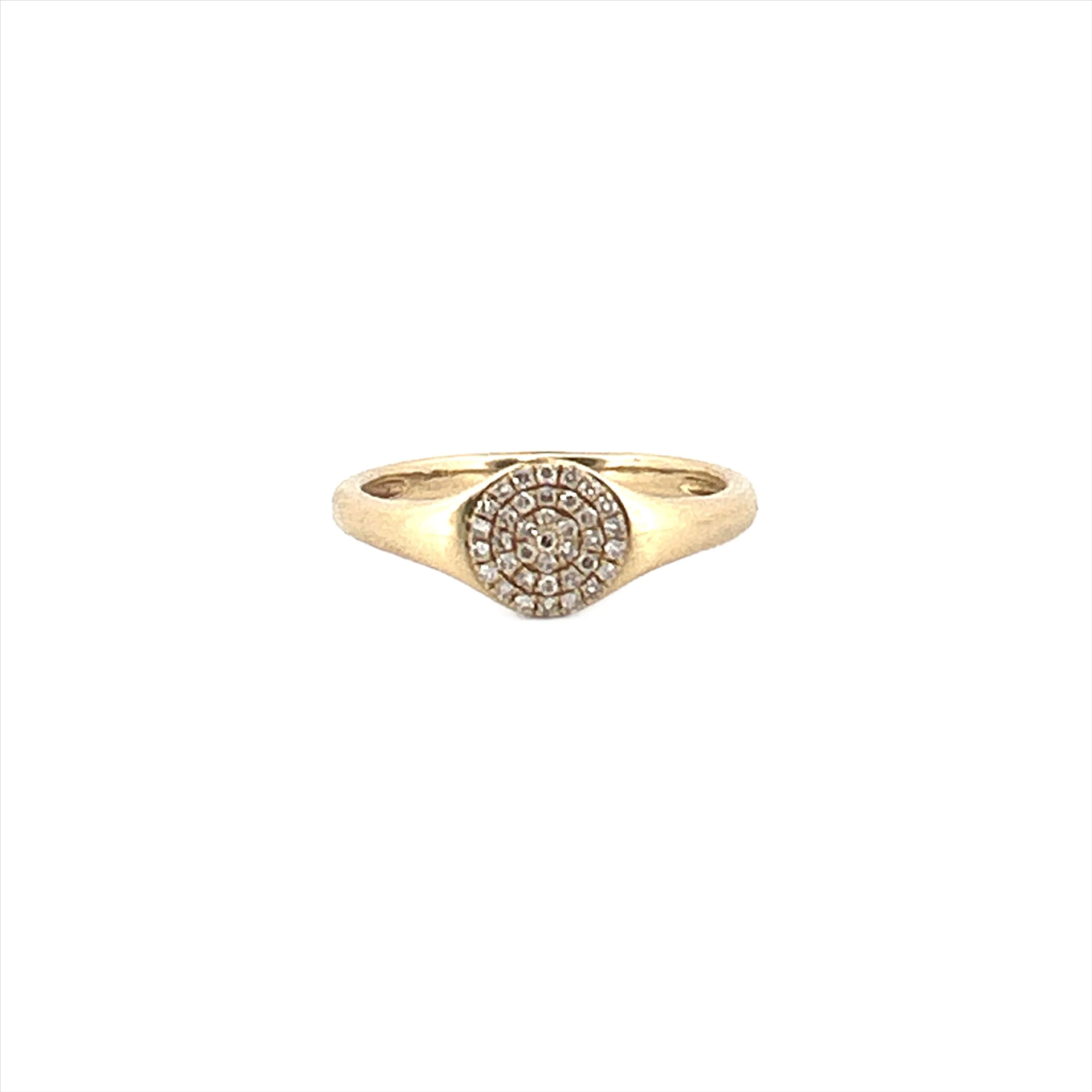 14K Gold Diamond Pavé Signet