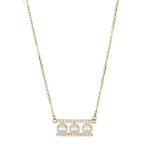 14k Gold Plated Pearl Bar Pendant Necklace