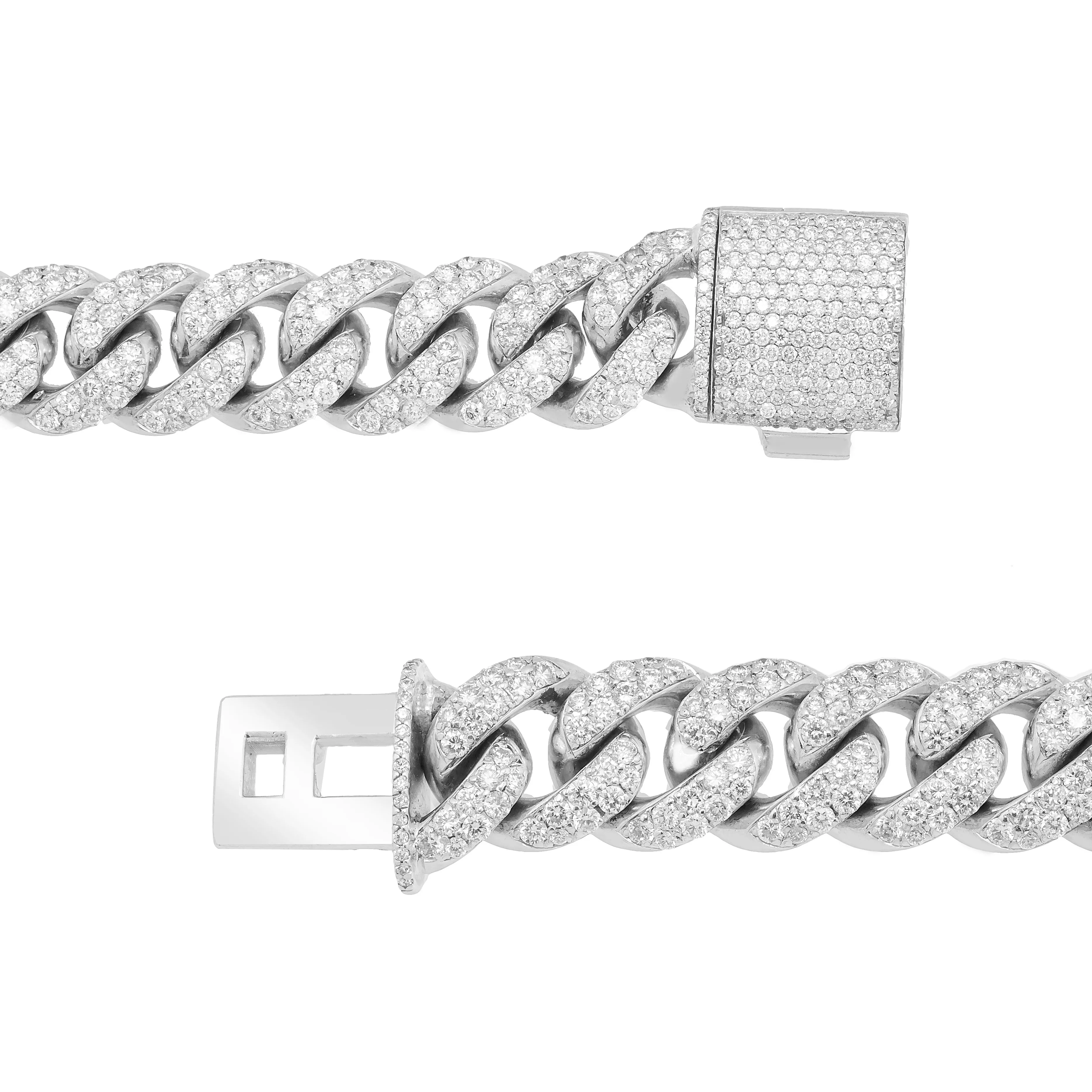 14k Pave Cuban Bracelet 12.32ctw