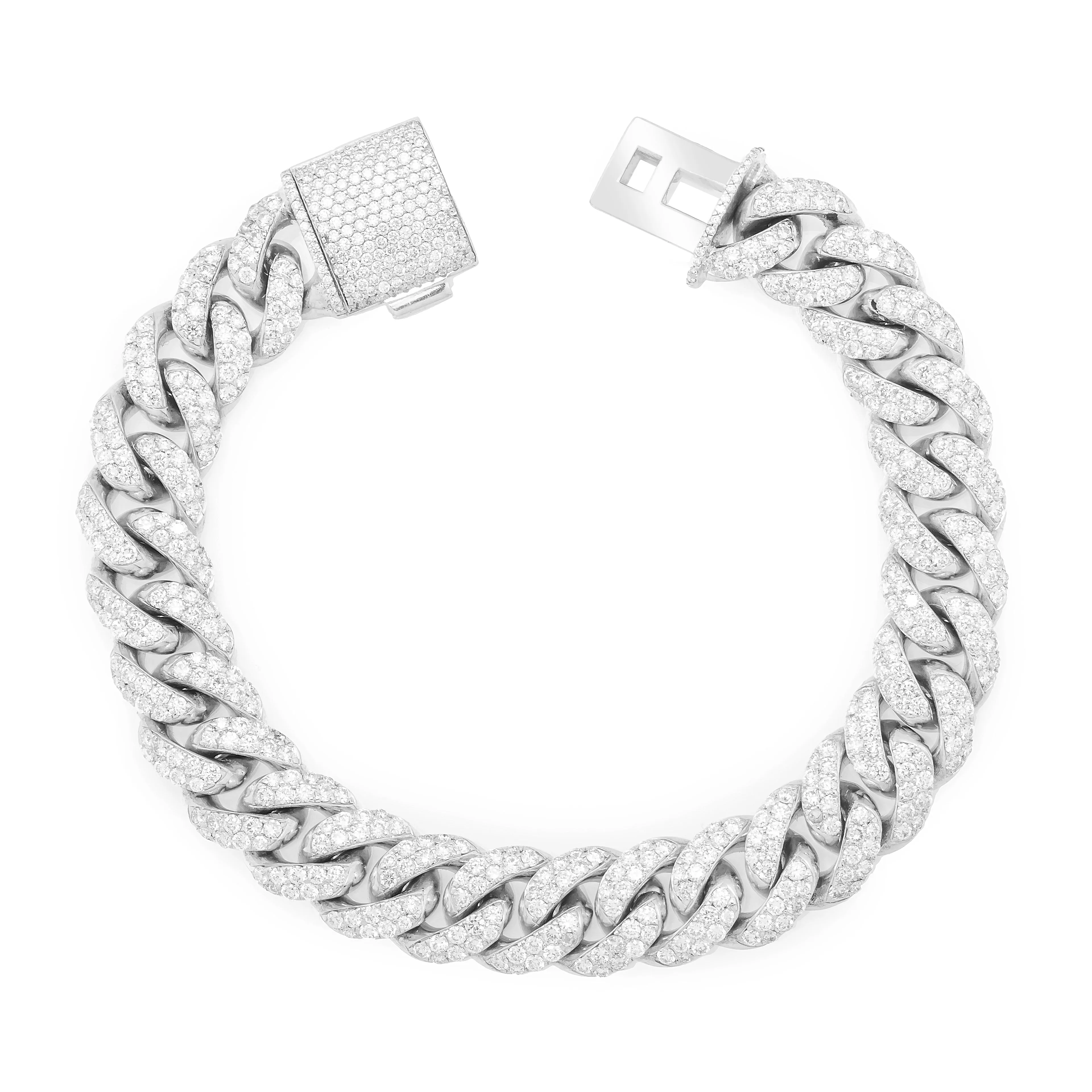 14k Pave Cuban Bracelet 12.32ctw