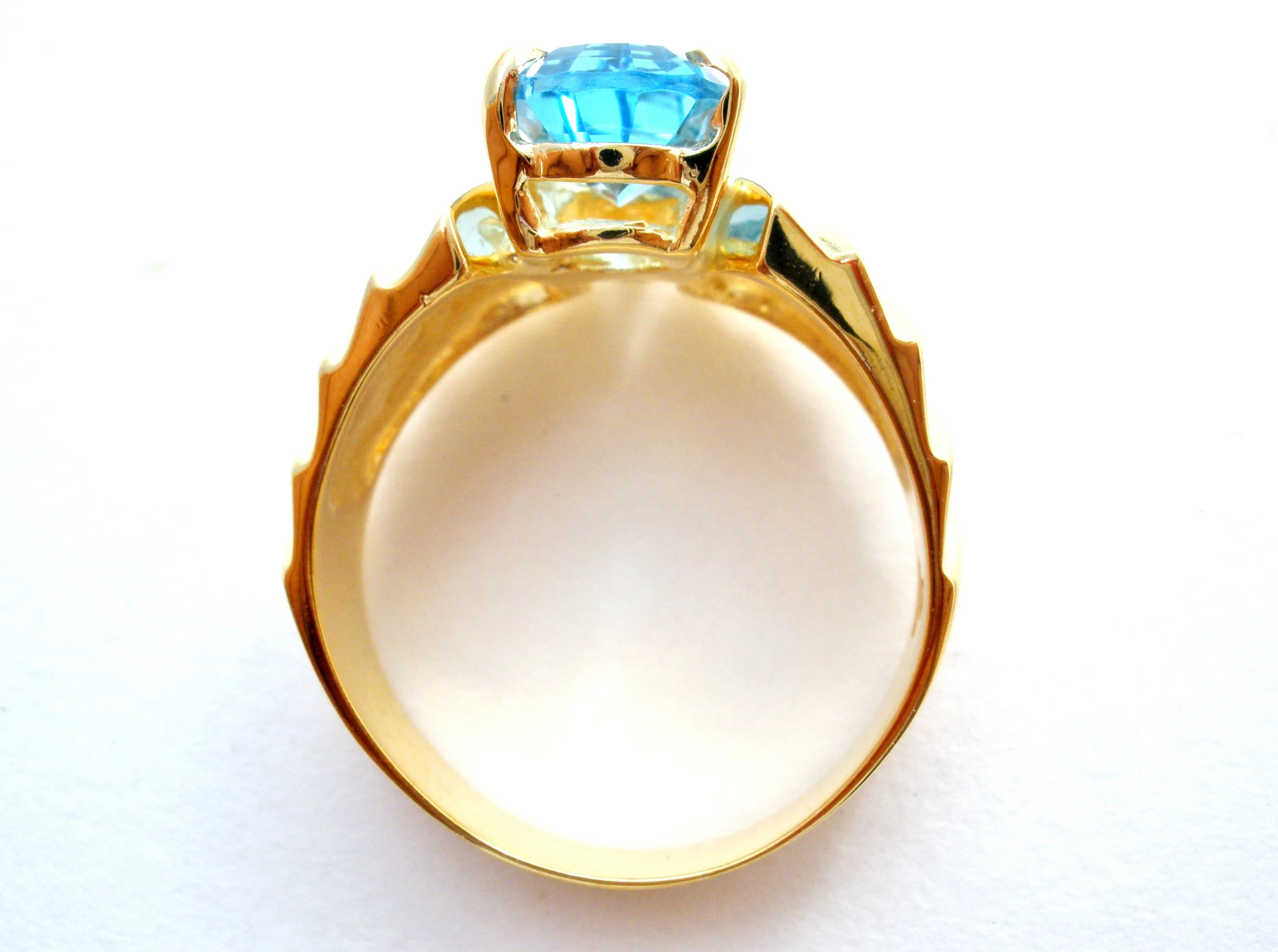 14K Plumb Gold Blue Topaz & Diamond Ring