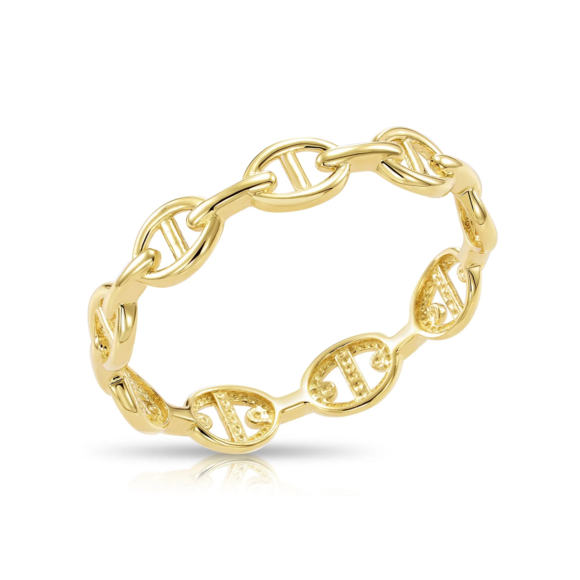 14k Solid Gold Mariner Chain Link Ring