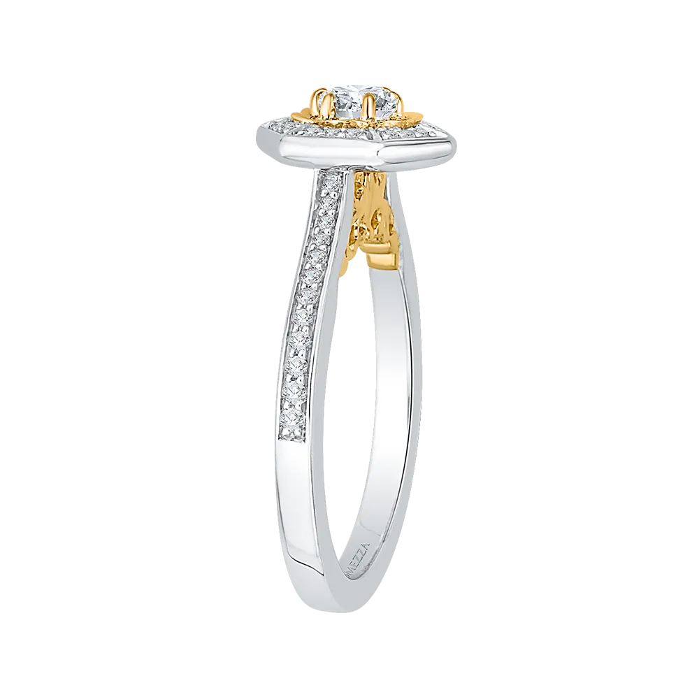 14K Two Tone Gold Round Diamond Vintage Engagement Ring