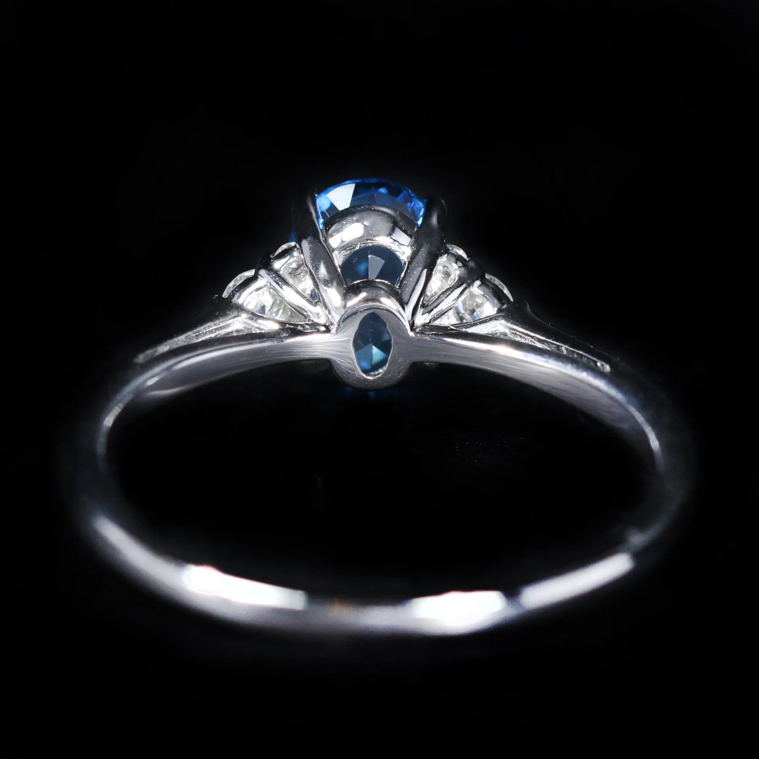 14K White Gold 1.00 Carat Blue Topaz and Diamond Ring