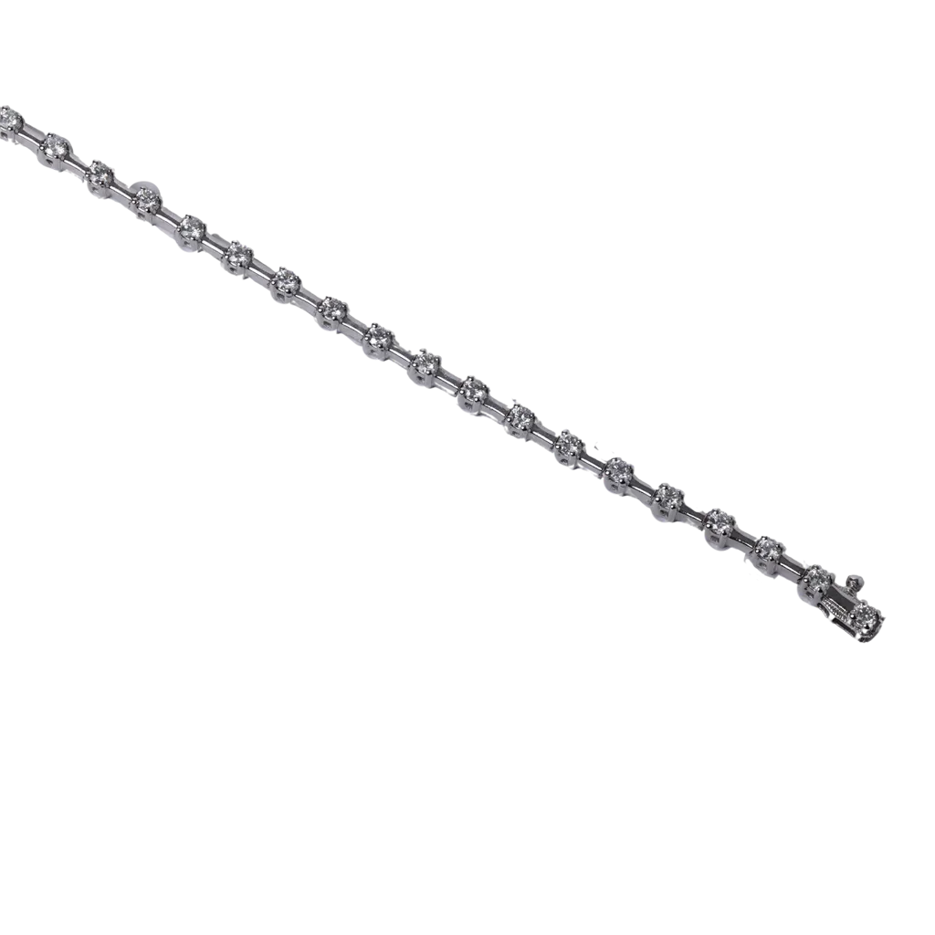 14k White Gold Spaced Diamond Tennis Bracelet - 2.03cttw