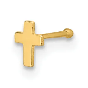 14k Yellow Gold  22 Gauge Cross Nose Stud