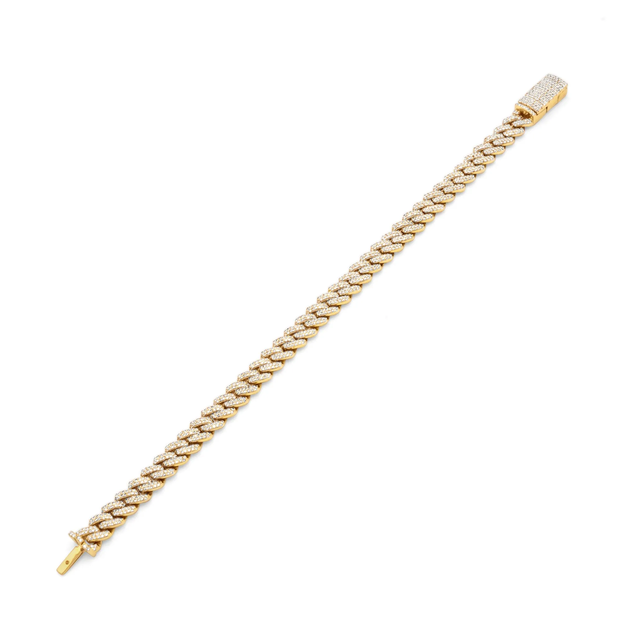 14k Yellow Gold Cuban Link Diamond Bracelet 8mm 4.65ctw