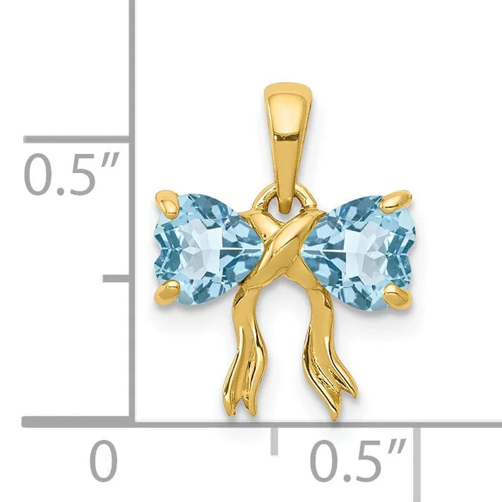 14k Yellow Gold Light Swiss Topaz Bow Pendant