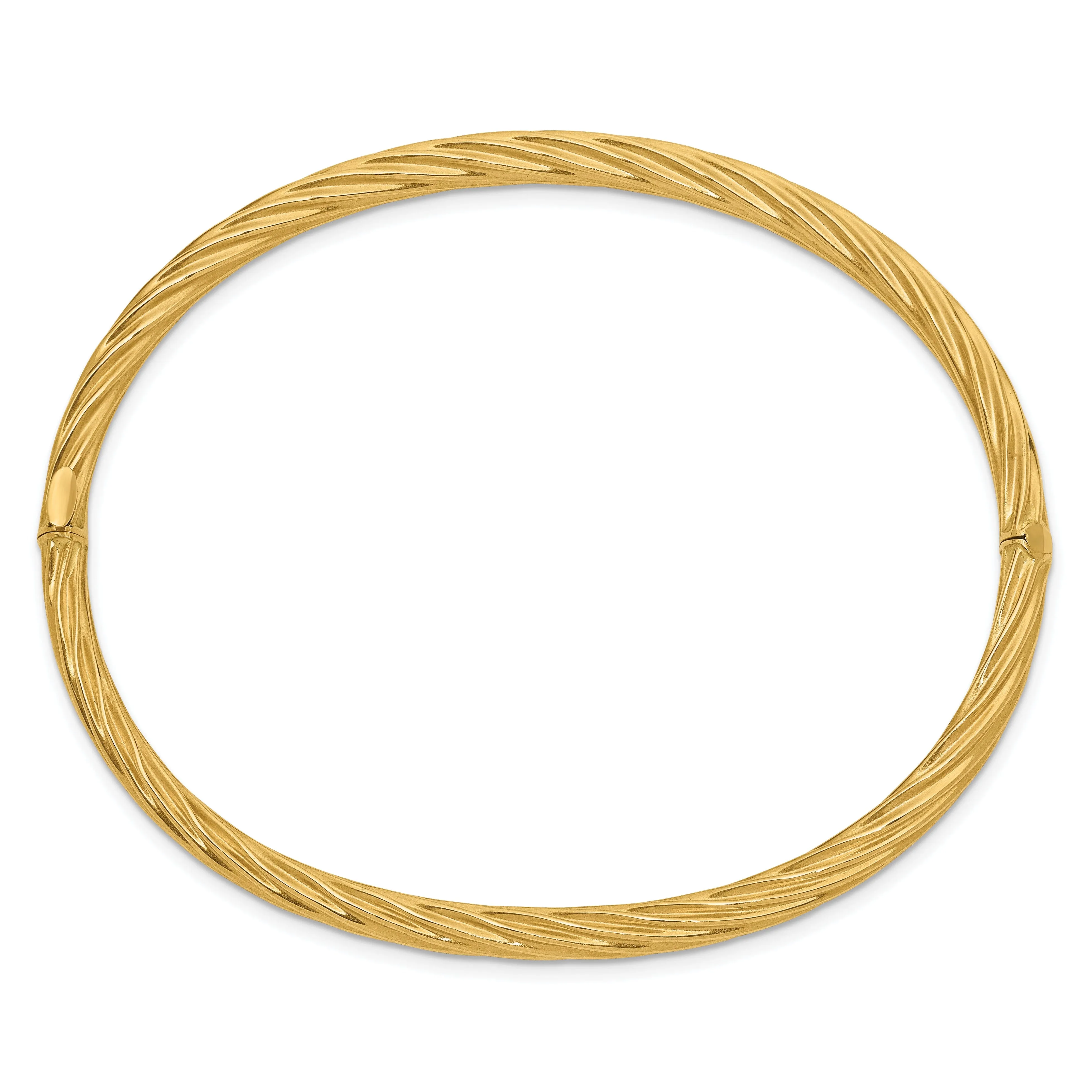 14k Yellow Gold Swirl Hinged Bangle Bracelet