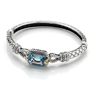 14Kt/Silver Blue Topaz and Diamond Bangle (141BG111265BTDM)