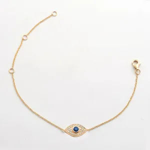 14KY 0.16CTW DIAMOND EVIL EYE BRACELET W/