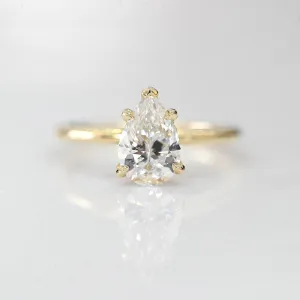 1.51 Natural Pear Diamond Engagement Ring with Hidden Halo