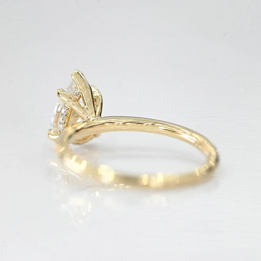 1.51 Natural Pear Diamond Engagement Ring with Hidden Halo