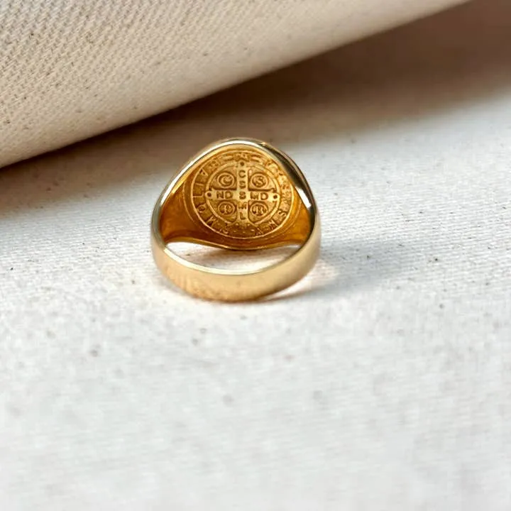 18k Gold Filled Saint Benedict Signet Ring