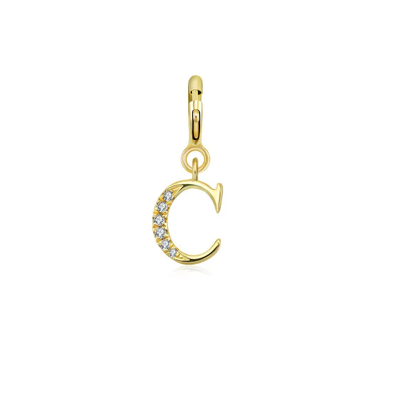 18k Gold Letter "C" Diamond Charms