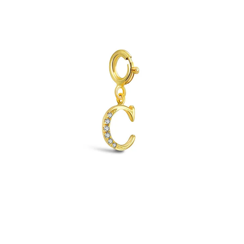 18k Gold Letter "C" Diamond Charms