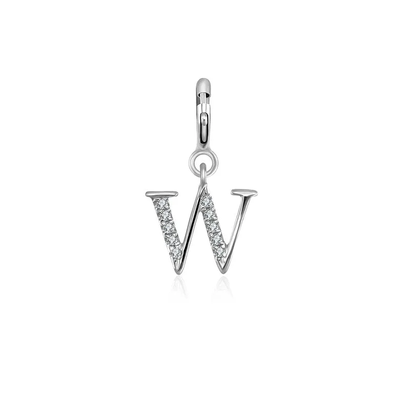 18k Gold Letter "W" Diamond Charms