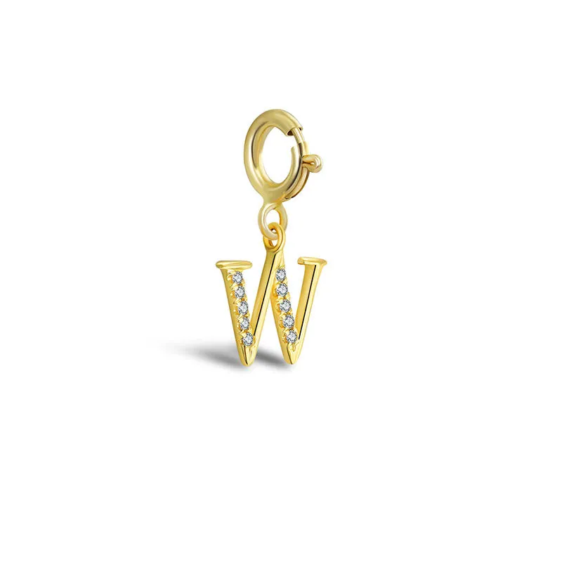 18k Gold Letter "W" Diamond Charms