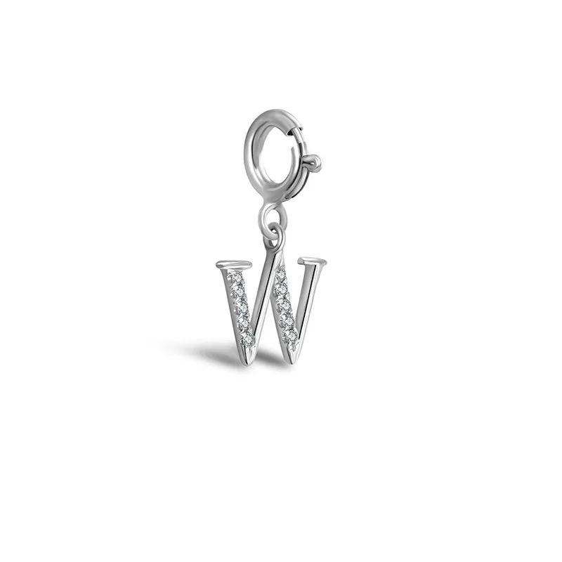 18k Gold Letter "W" Diamond Charms