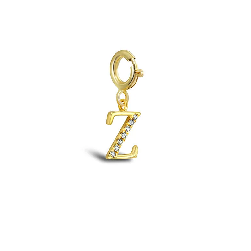 18k Gold Letter "Z" Diamond Charms