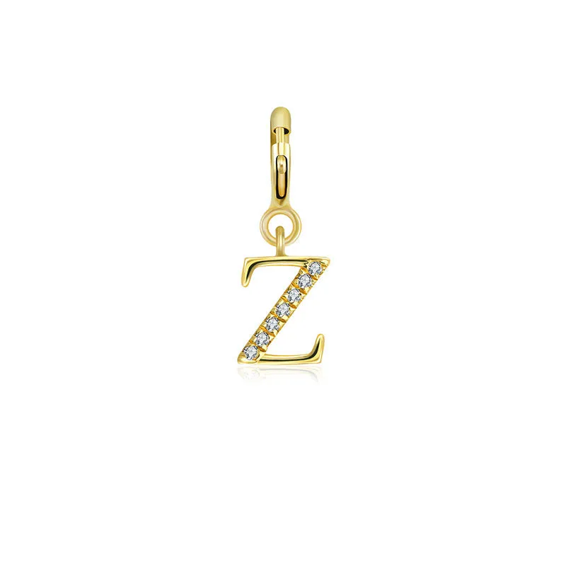 18k Gold Letter "Z" Diamond Charms