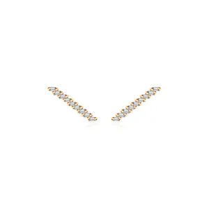 18k Gold Slash Line Diamond Earring