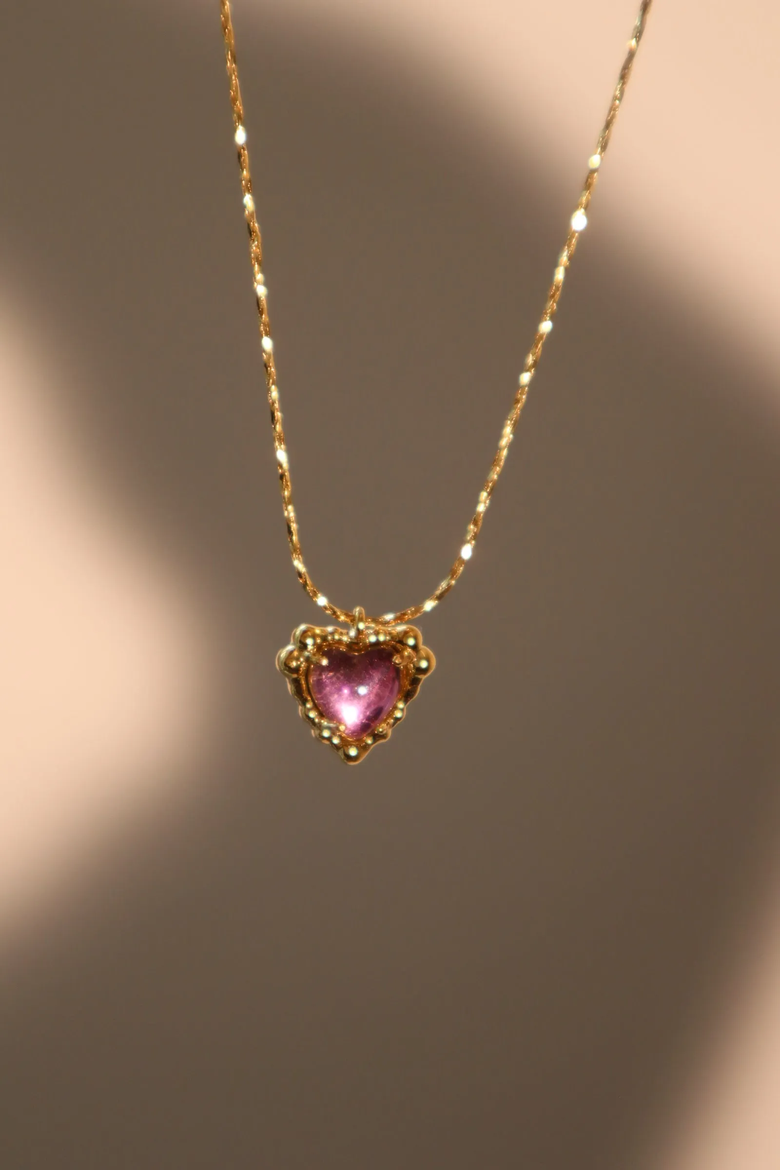 18K Real Gold Plated Purple Opal Heart Necklace