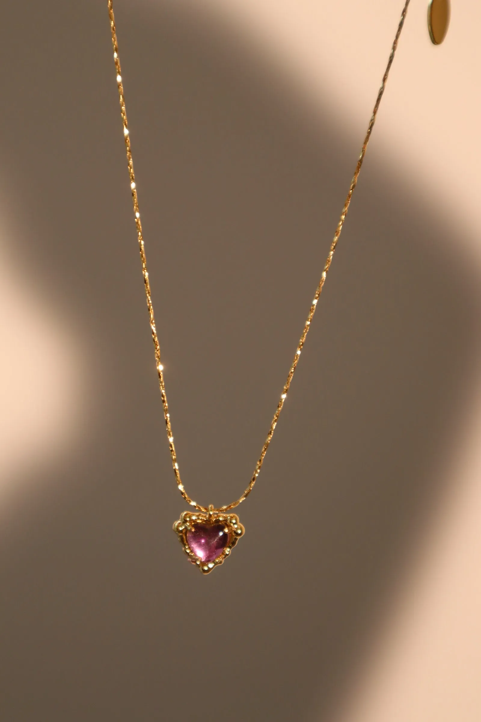 18K Real Gold Plated Purple Opal Heart Necklace